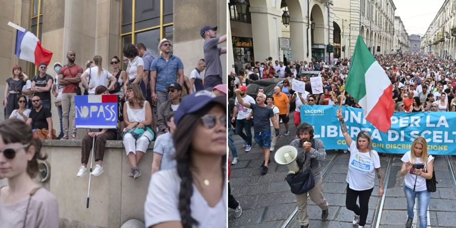 Italien Frankreich Covid-Zertifikat Proteste