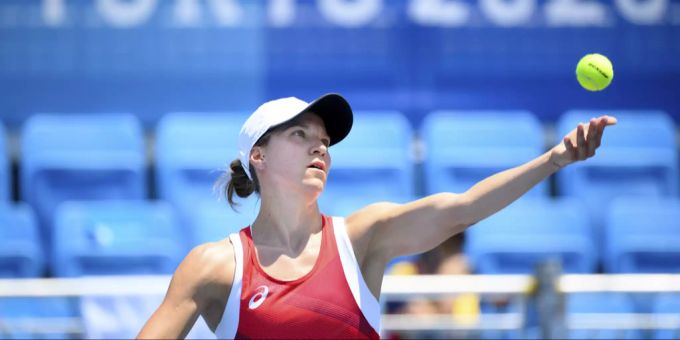 Viktorija Golubic während ihres Spiels gegen die Kolumbianerin Maria Camila Osorio Serrano an den Olympischen Spielen 2021. viktorija golubic