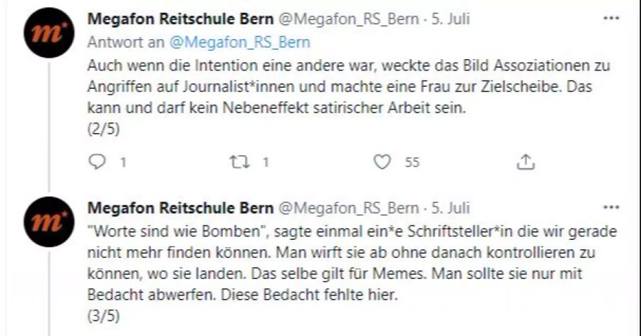 In der Begründung kommen die anonym twitternden Aktivisten zum Schluss, dass die «Bedacht» gefehlt habe.