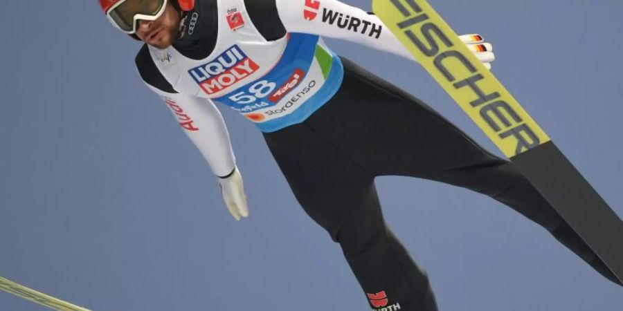 Markus Eisenbichler im Qualifikationssprung für das WM-Einzel in Seefeld. Foto: Hendrik Schmidt