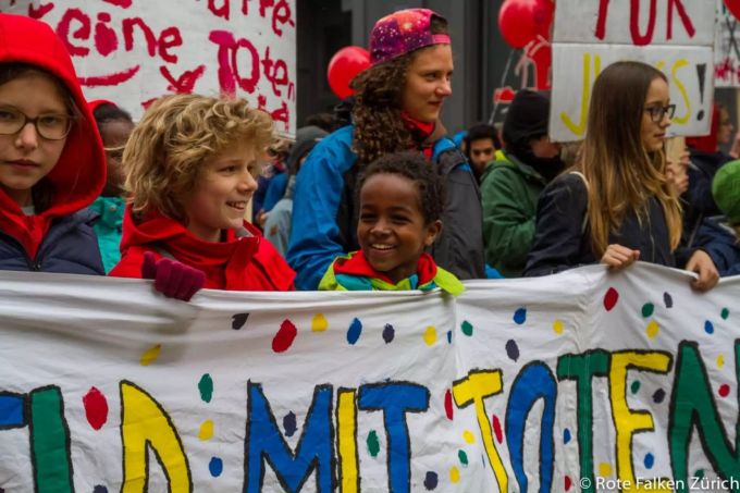 Die Kinder der sozialistischen Gruppe liefen schon mehrmals an der 1. Mai Demo mit, wie hier 2017. 1. Mai