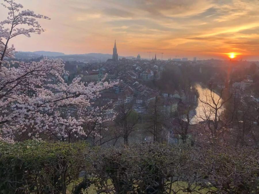 Diese Aussicht bietet sich vom Berner Rosengarten aus. Und: Das Bild wurde ohne Filter aufgenommen.