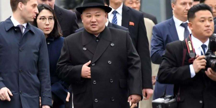 Kim Jong Un nach seiner Ankunft in Wladiwostok