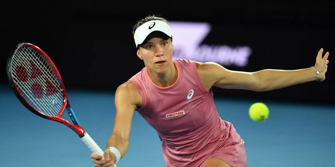 Viktorija Golubic während dem Spiel gegen Simona Halep. Viktorija Golubic