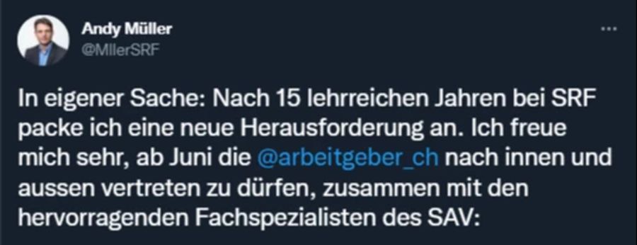 Andy Müller verkündet seinen Abgang von SRF.
