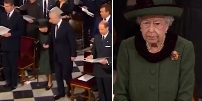 Tränen an Gedenkfeier - Queen geht am Stock & wird von Andrew gestützt