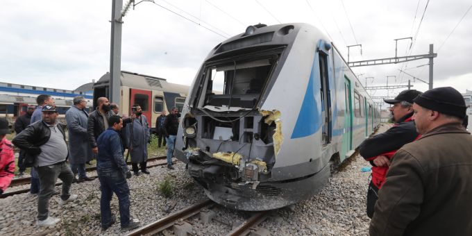 Der Schauplatz des Zugunglücks in der Gegend von Jbel Jelloud im Süden von Tunis, Tunesien, 21. März 2022. Tunesien Zugunglück