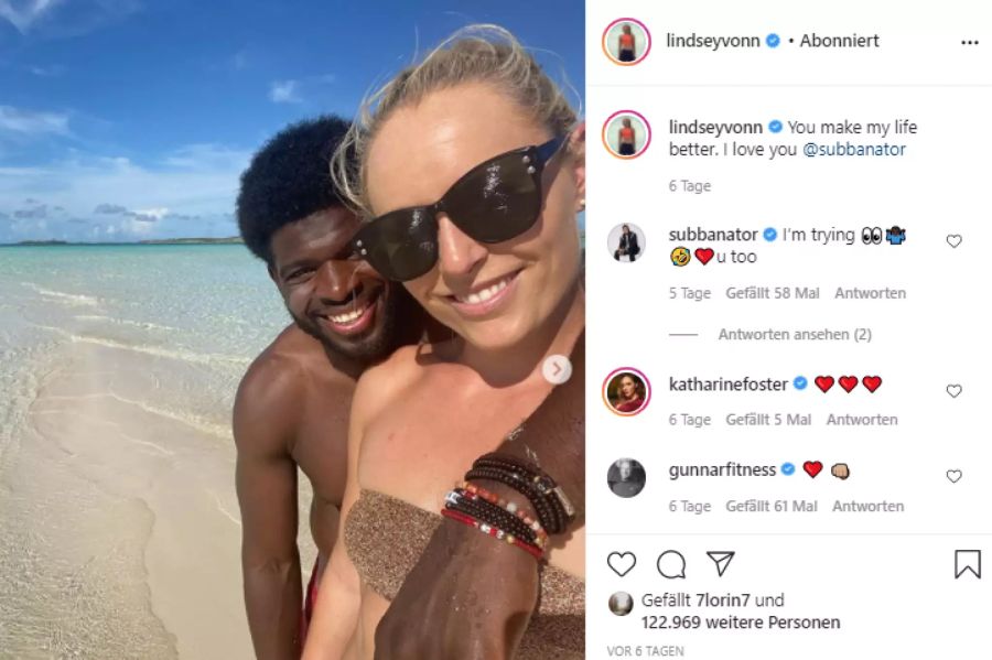 Lindsey Vonn und ihr Verlobter P.K. Subban auf den Bahamas.