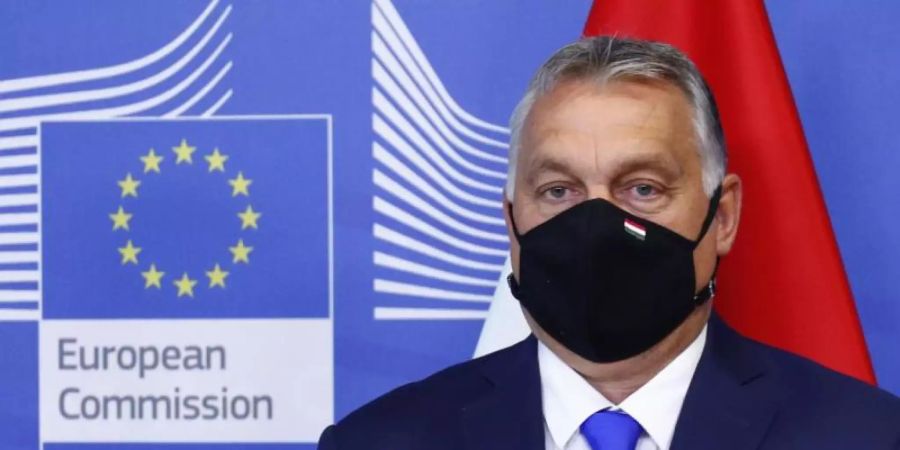 Der ungarische Ministerpräsident Viktor Orban steht vor einem Treffen der Visegrad-Staaten im EU-Hauptquartier in Brüssel. Foto: Francois Lenoir/Pool Reuters/AP/dpa