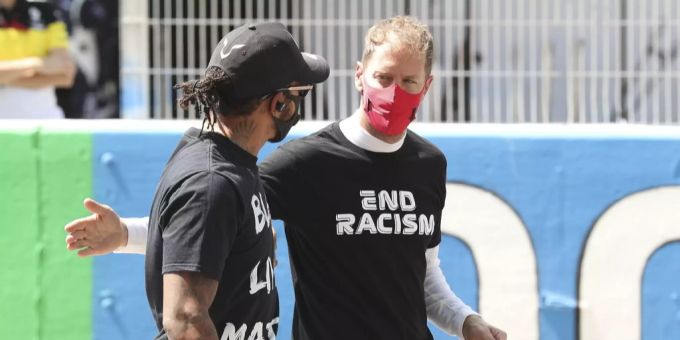 Man respektiert und schätzt sich: Sebastian Vettel und Lewis Hamilton. Formel 1