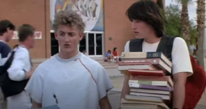 Alex Winter (l) und Keanu Reeves (r) im ersten «Bill & Ted»-Film. keanu reeves