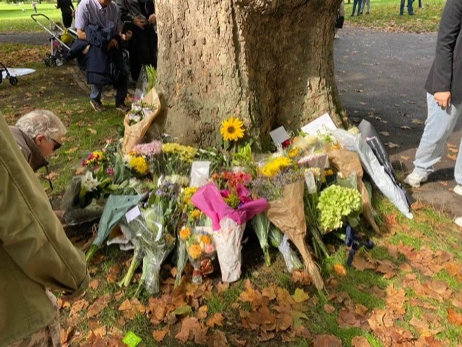 Der St. James's Park vor dem Palast ist mit Blumen übersät.