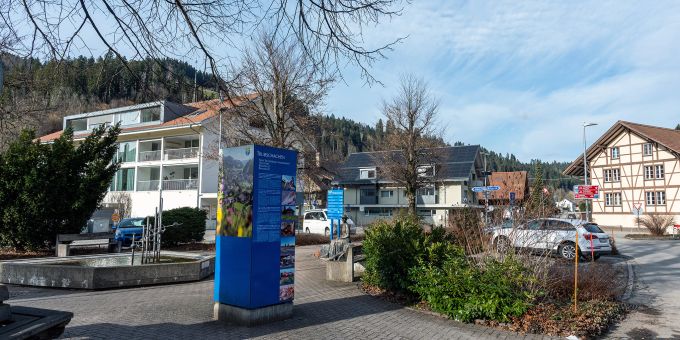 Der Bahnhofplatz in Trubschachen. Der Bahnhofplatz in Trubschachen.