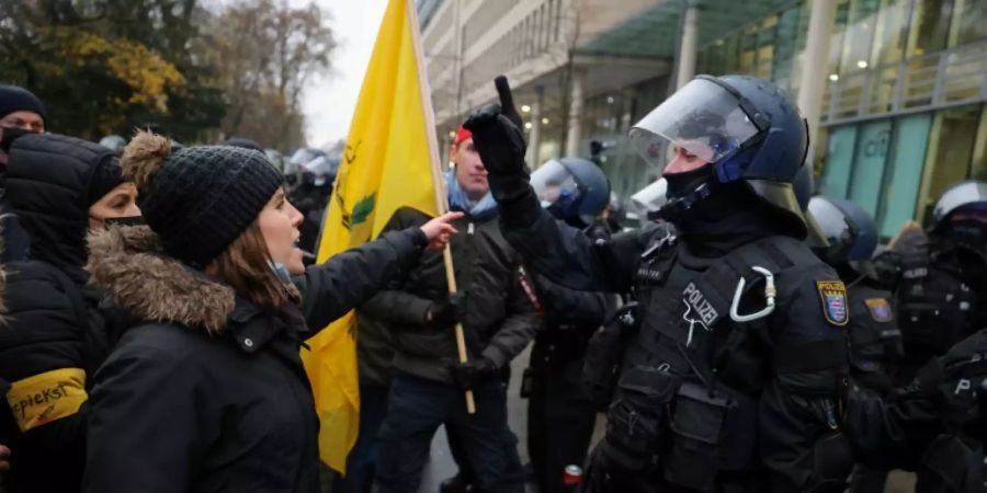 Corona-Demo in Frankfurt am Main Anfang Dezember