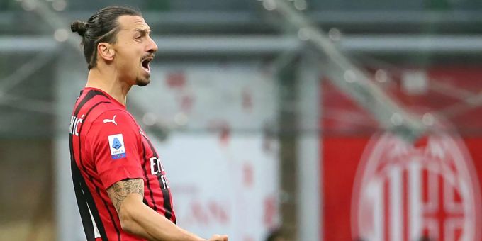 Milans Superstar Zlatan Ibrahimovic im Spiel gegen Sassuolo. Ibrahimovic US Sassuolo Calcio