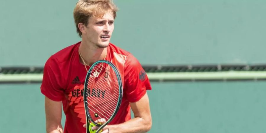 Tennisprofi Alexander Zverev trainiert beim Turnier in Indian Wells. Foto: Maximilian Haupt/dpa