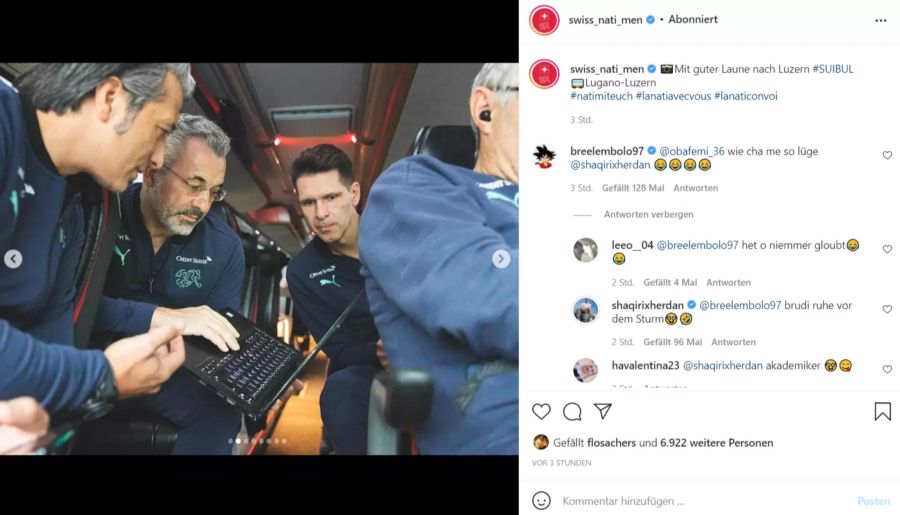 Für Murat Yakin und seinen Trainer-Staff beginnt die Analyse schon im Bus.