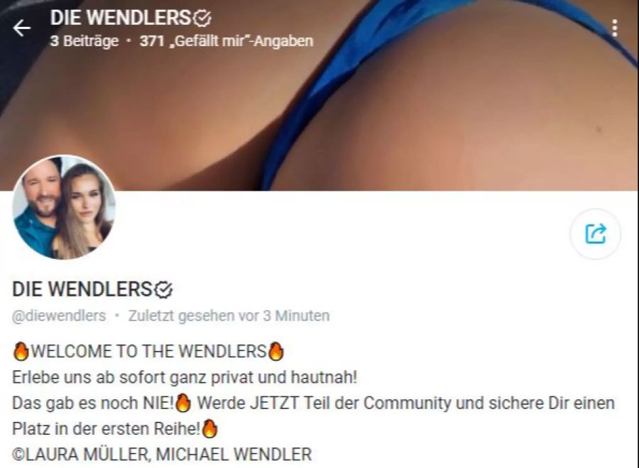 Der «Onlyfans»-Account von Michael Wendler und Laura Müller.