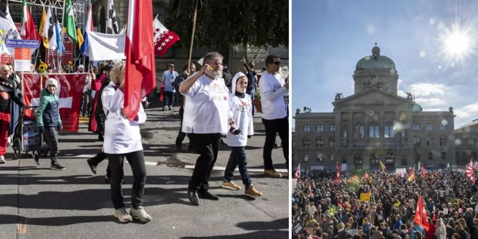Tausende Menschen strömten am vergangenen Samstag auf den Bundesplatz. Die genaue Zahl ist aber unklar. Coronavirus