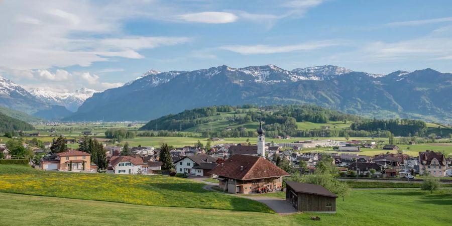 Ortsübersicht in Kaltbrunn im Kanton St. Gallen.