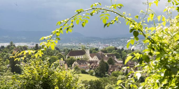 Blick auf Dom und Dorfkern Arlesheim. Blick auf Dom und Dorfkern Arlesheim.