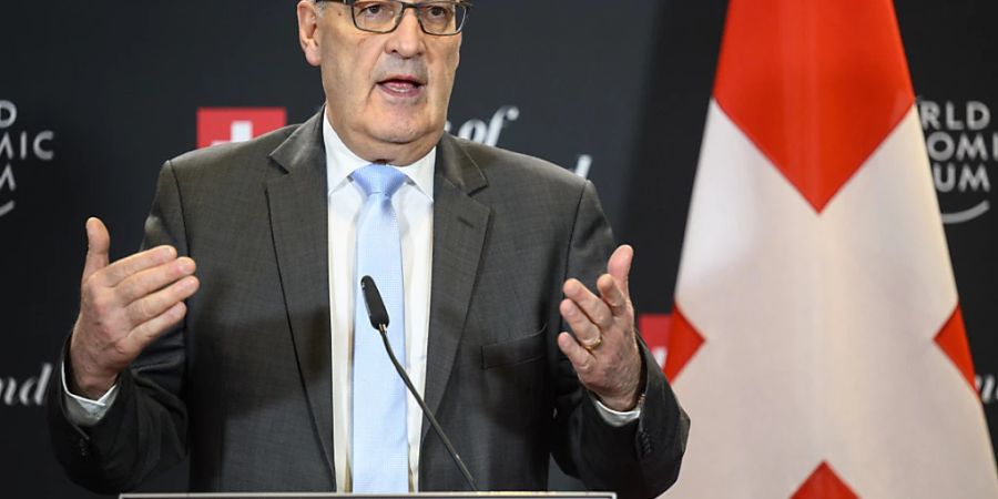 Wirtschaftsminister Guy Parmelin sprach am Donnerstag vor den Medien in Davos GR am Rande des Weltwirtschaftsforums (WEF).