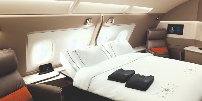 Fisrt Class Kabine mit Bett bei Singapore Airlines-
