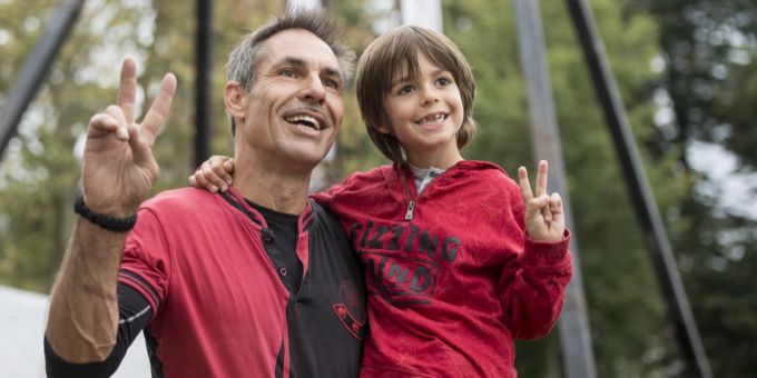 Hochseilartist Freddy Nock (†59) mit seinem Sohn Leo (heute 12) Nock