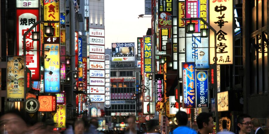 Tokyo, Lichter, Abend, Grossstadt, Menschen