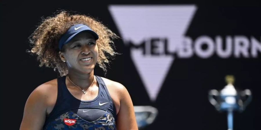 Naomi Osaka jubelt über ihren Sieg. Foto: Dave Hunt/AAP/dpa