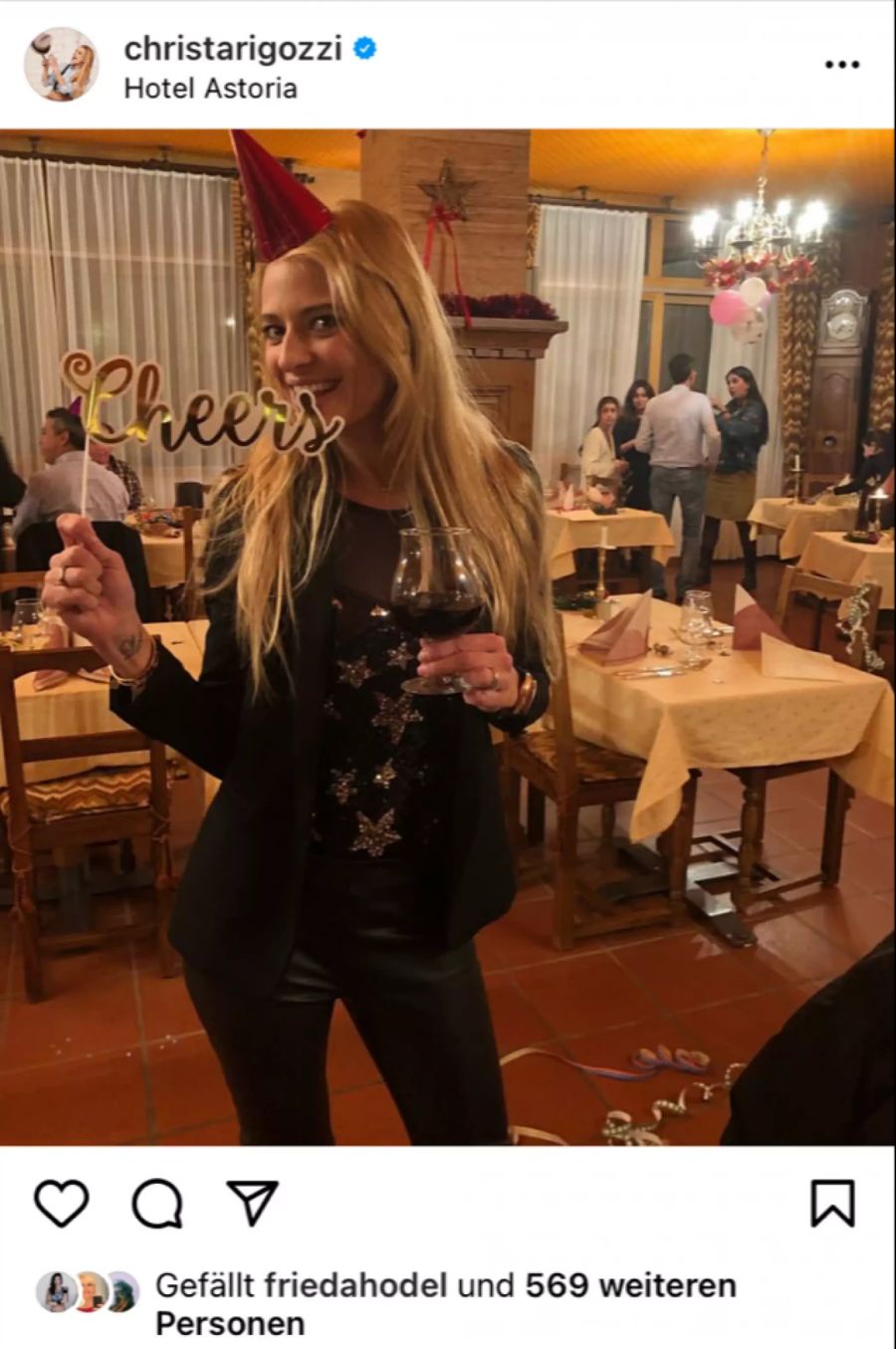 Christa Rigozzi an Silvester 2018 im Hotel Astoria Leukerbad.