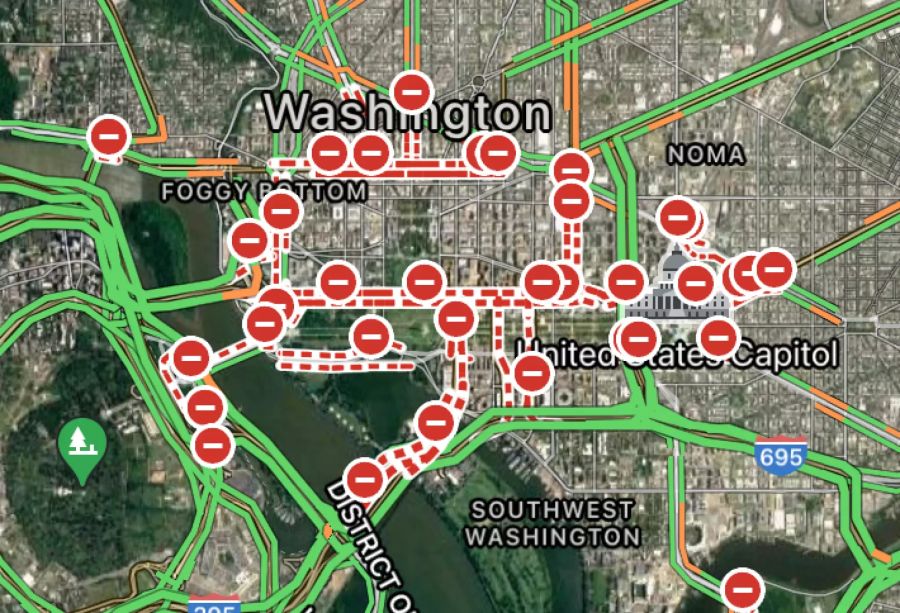 Rund um Washington gibt es etliche Strassensperrungen.