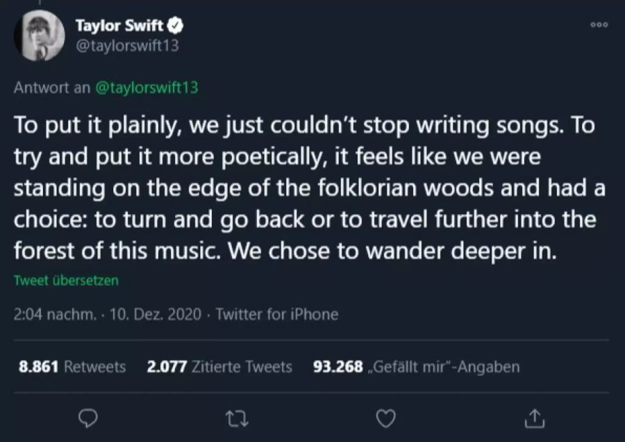 Taylor Swift erklärt ihren Fans die Entstehung ihres neunten Albums.