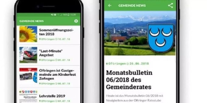 Aktualisierte Version der Oftringer Gemeinde-App «Gemeinde News».