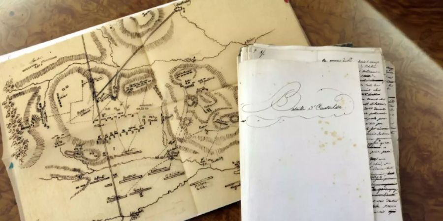 Das Manuskript und der Schlachtplan zu Austerlitz