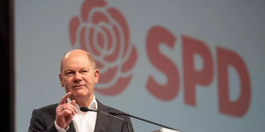 Bundesfinanzminister Olaf Scholz (SPD) bei einem digitalen Parteitag der baden-württembergischen Sozialdemokraten in Stuttgart. Foto: Sebastian Gollnow/dpa