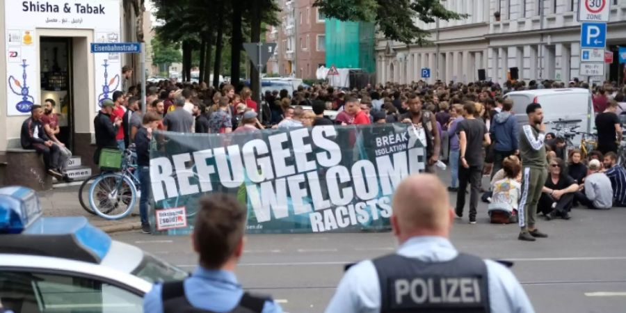 Kundgebung für Flüchtlinge in Leipzig