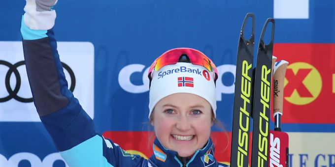 Ingvild Flugstad Östberg jubelt. Ingvild Flugstad Östberg jubelt.