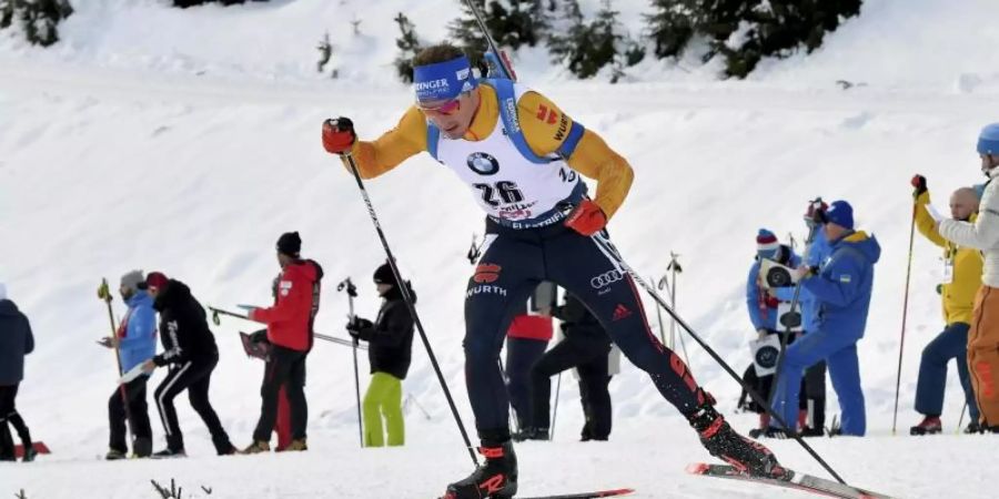Simon Schempp belegte in der Verfolgung den zehnten Platz. Foto: Kerstin Joensson/AP/dpa