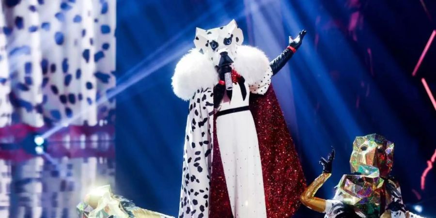 Die Figur «Der Dalmatiner» steht in der Prosieben-Show «The Masked Singer» auf der Bühne. Foto: Rolf Vennenbernd/dpa