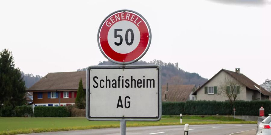 Ortsschild der Gemeinde Schafisheim.