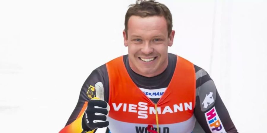 Sicherte sich nach einem Klasselauf Rang drei in Altenberg: Felix Loch. Foto: Matthias Rietschel/dpa-Zentralbild/dpa