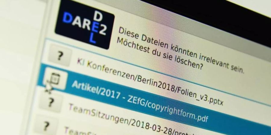 Das Programm Dare2Del macht einen Vorschlag, bestimmte Dateien zu löschen. Foto: Nicolas Armer/dpa