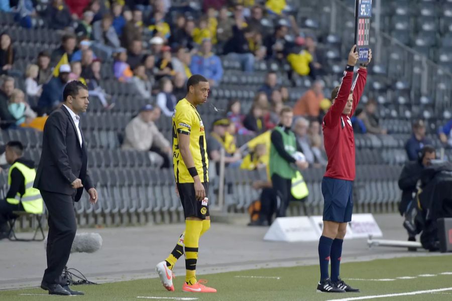 Guillaume Hoarau vor seinem ersten Einsatz bei YB im Jahr 2014.