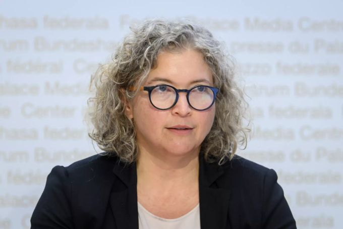 Samia Hurst, Vize-Präsidentin der Task Force spricht an einem Point de Presse zu Covid 19, am Dienstag, 21. September 2021. (KEYSTONE/Anthony Anex) BAG, COVID-19, CONRONAVIRUS, OFSP, COVID 19,
