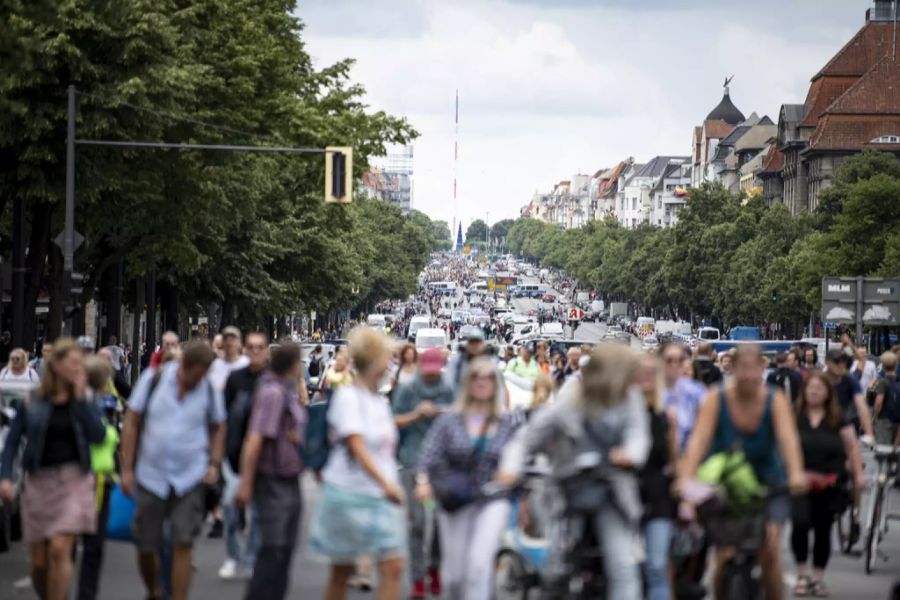 Der Demonstrationszug durch die deutsche Hauptstadt.