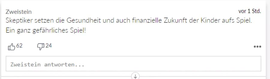 Zweistein findet es nicht gut, dass auch Kinder an die Demo mitgenommen wurden.