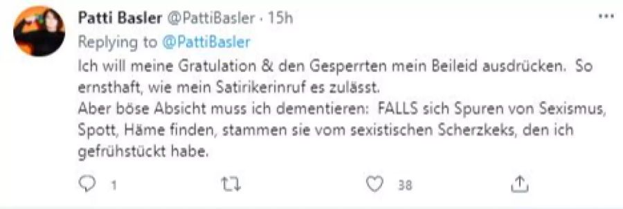 Patti Basler erklärt ihren Seitenhieb.