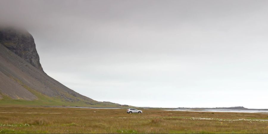 Island, Auto, Wolke, Berge, Tal, See