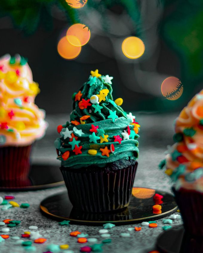 Je mehr Stern desto Silvester. Cupcakes blau Sternchen Deko